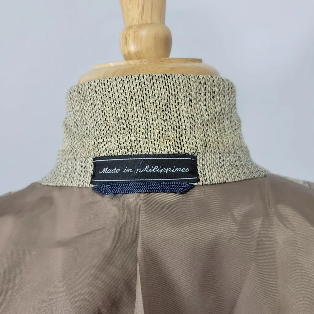 VTG Haspel Men's Sport Coat Blazer Two Button Beige Brown 100%‎ SILK Sz 42R